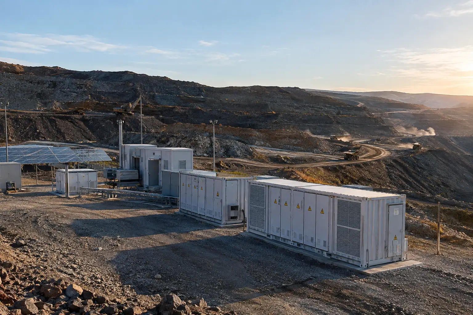 Containerized battery energy storage system at a mine microgrid
